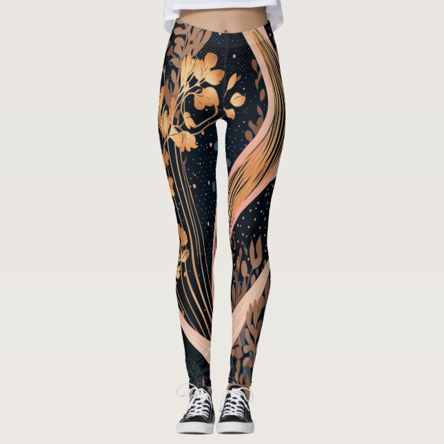 Legging Abstrato floral, bolinhas, vinhas (Frente)