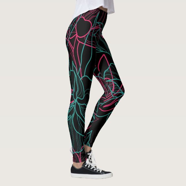 Legging Abstrato Floral Line Art Pattern Design (Direita)