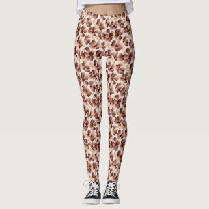 Legging Abstrato Floral moderna Mocha Mousse Beige Preppy