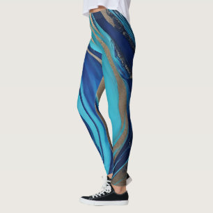 Legging Abstrato-Flow Art-Blue e Dourado-