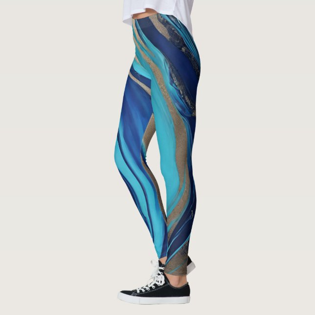 Legging Abstrato-Flow Art-Blue e Dourado- (Esquerda)
