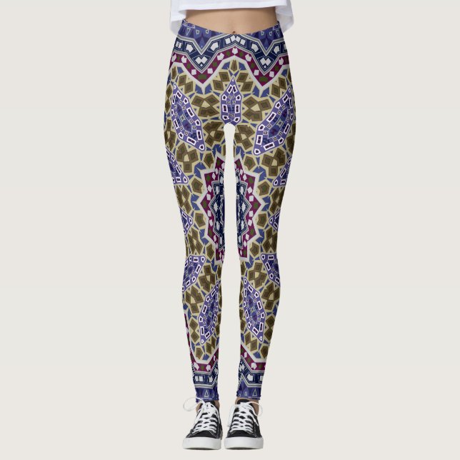 Legging Abstrato folk mandala etno tradicional (Frente)