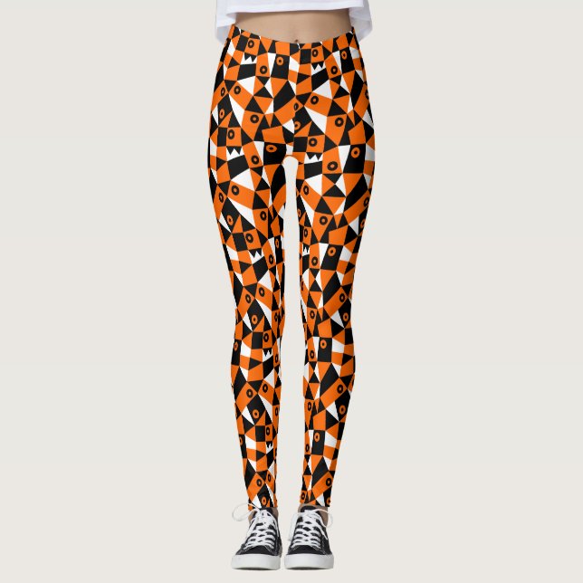 Legging Abstrato Geométrico 030919 - Laranja (Frente)