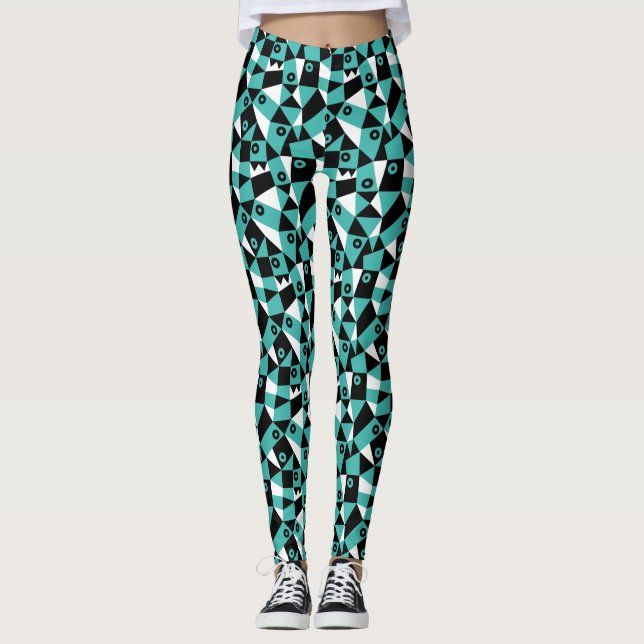 Legging Abstrato Geométrico 030919 - Sea Green (Frente)