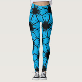 Legging Abstrato Geométrico Black Pricky Blue Thorn