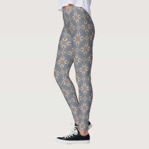 Legging Abstrato Geométrico Cinzas Florais