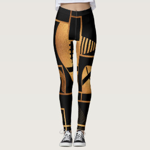 Legging Abstrato Geométrico de Bronze de Futebol Americano