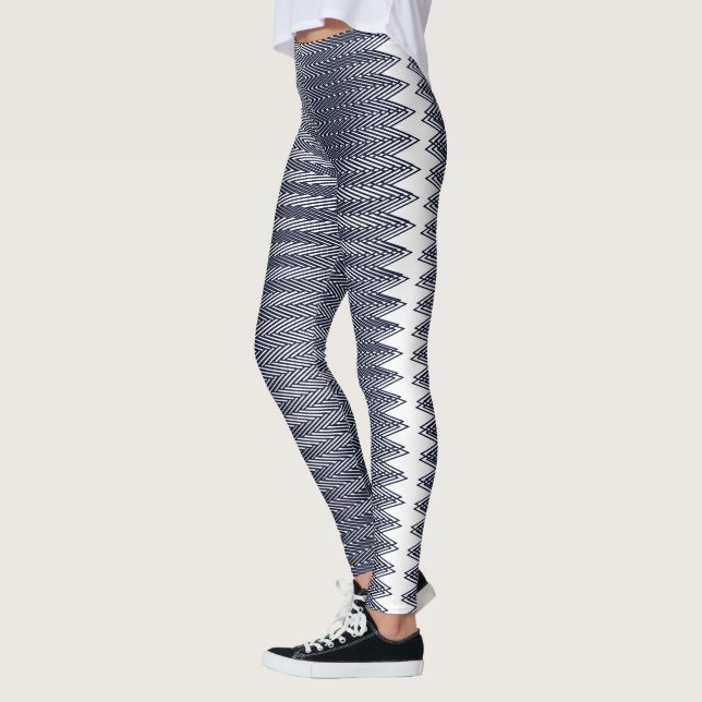 Legging Abstrato Geométrico em Preto e Branco, Trippy (Esquerda)