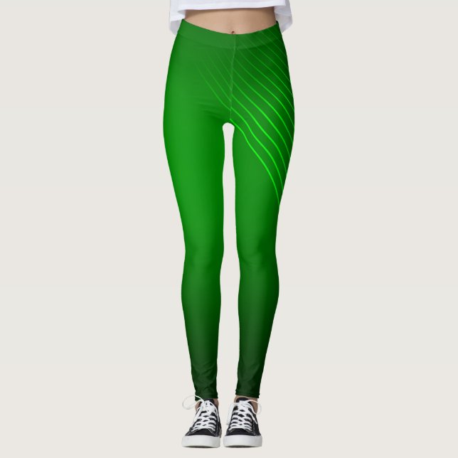 Legging Abstrato Geométrico em Profundo Verde (Frente)