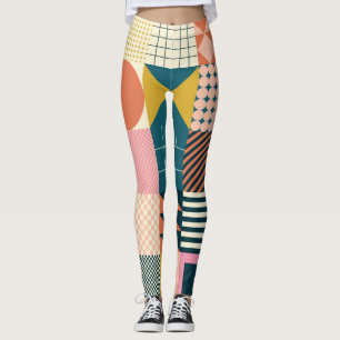 Legging Abstrato Geométrico Moderno: Design Colorida