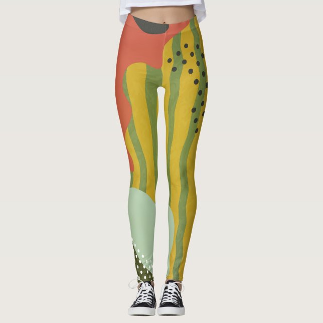 Legging Abstrato Geométrico Ondas Ondas Criativas (Frente)