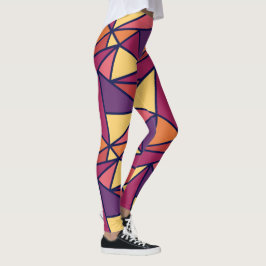 Legging Abstrato Geométrico Padrão, Roxo, Amarelo, Laranja