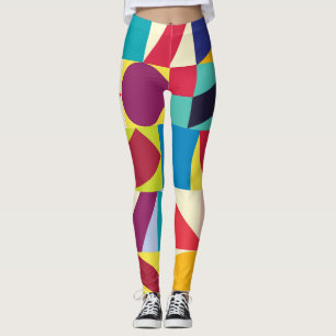 Legging Abstrato Geométrico: Padrão Vintage Invisível.