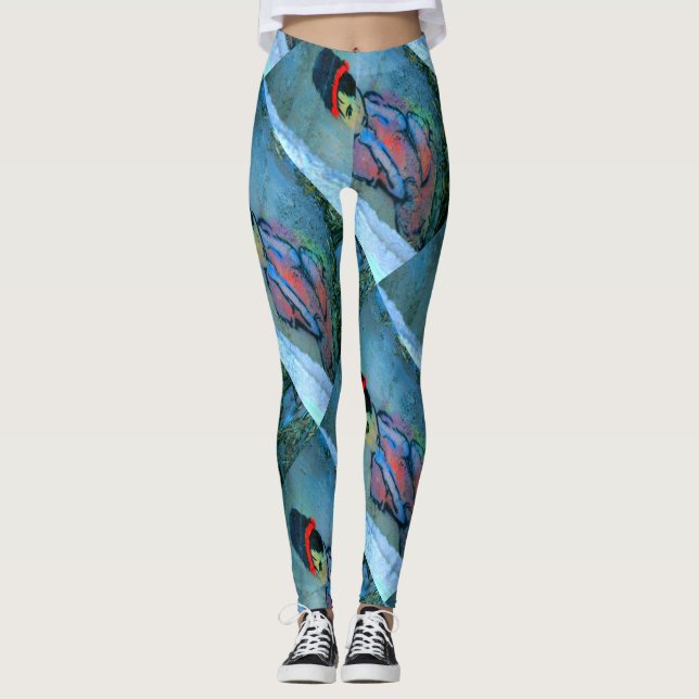 Legging abstrato grafite verde azul (Frente)