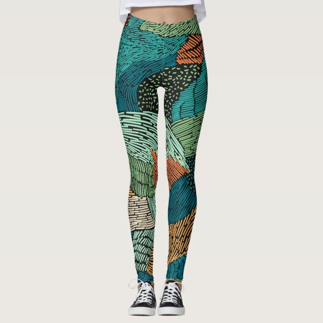Legging Abstrato Grunge: Design de padrão sem costura. (Frente)