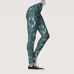 Legging Abstrato hexágonos na luminosidade manchada ciano 