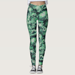 Legging Abstrato imagem esculpida mosaico em tons verdes