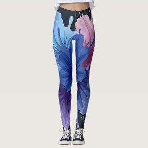 Legging Abstrato impermeável em azul e roxo