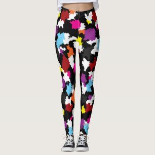 Legging Abstrato Irregular Colorida Preta