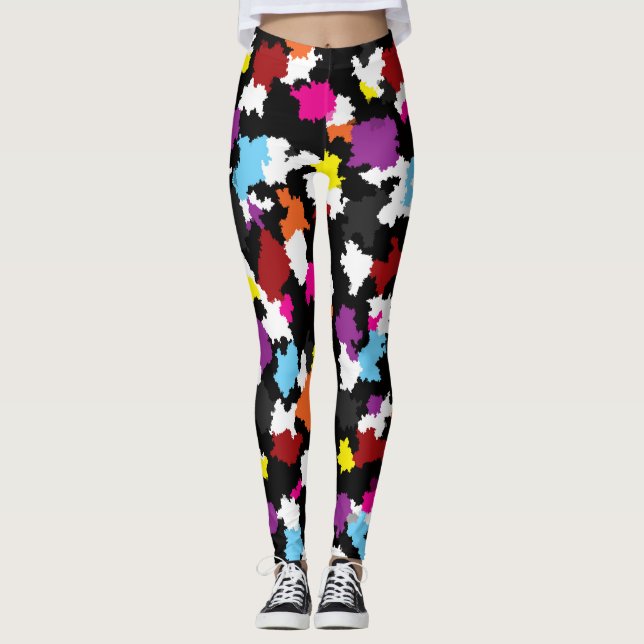 Legging Abstrato Irregular Colorida Preta (Frente)