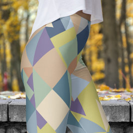 Legging Abstrato Khaki Green Mosiac Patterno