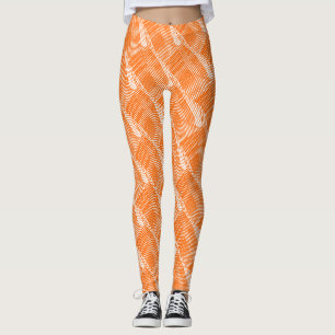 Legging Abstrato Laranja Linhas Modernas Branco