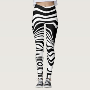 Legging Abstrato - Linhas Pretas e Brancas Verdadeiras -