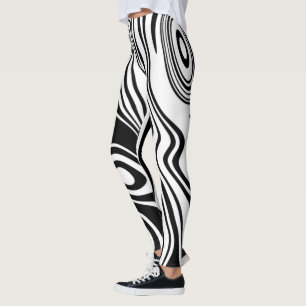 Legging Abstrato Linhas Pretas e Brancas Verdadeiras 01