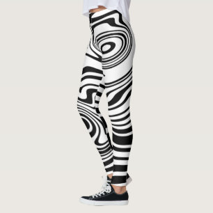 Legging Abstrato Linhas Pretas e Brancas Verdadeiras 2