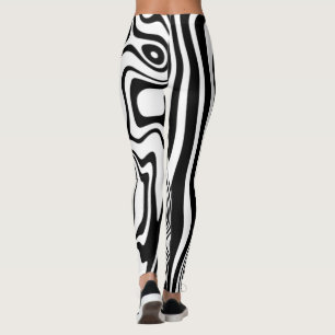Legging Abstrato Linhas Pretas e Brancas Verdadeiras 5