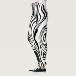 Legging Abstrato Linhas Pretas e Brancas Verdadeiras 7
