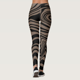 Legging Abstrato Linhas Pretas e Marrãs Pervertidas
