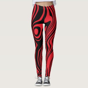 Legging Abstrato - Linhas Pretas e Vermelhas