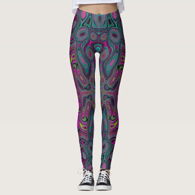 Legging Abstrato Magenta e azul-lacrimogênio (Frente)
