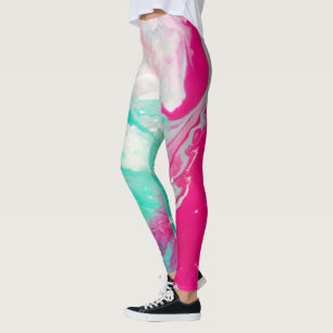 Legging Abstrato Magenta Psicodélico e Aqua   Vibrante