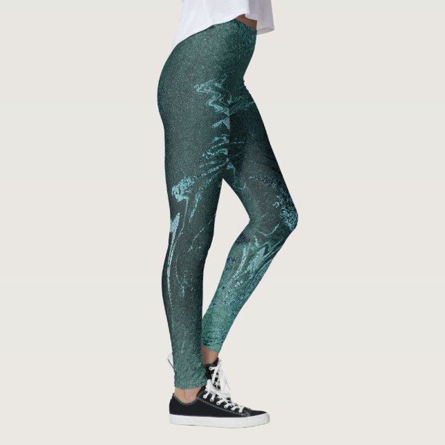 Legging Abstrato Marble Verde-Tropical Teal (Direita)