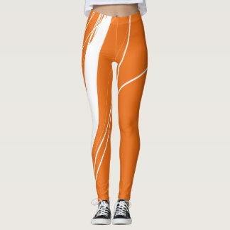 Legging Abstrato Minimalista Laranja-Branco