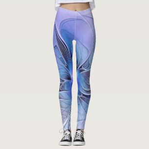 Legging Abstrato Modern Fractal Art Lavanda Azul
