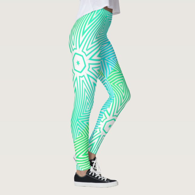 Legging ABSTRATO MODERN - mosaico branco-verde-azul (Direita)