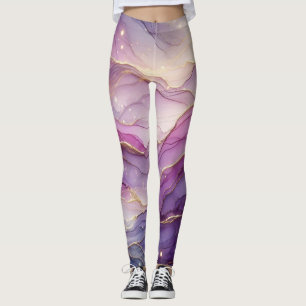 Legging Abstrato Modern Purple Pink Dourado Sparkle