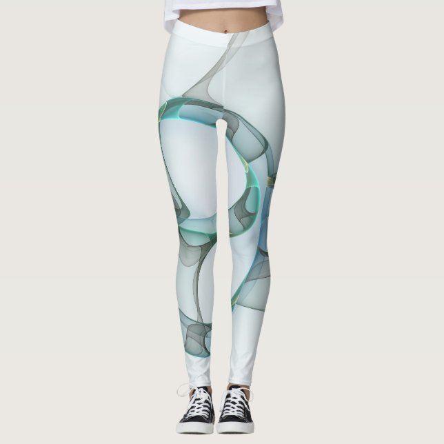 Legging Abstrato moderna Cinza azul-turquesa (Frente)