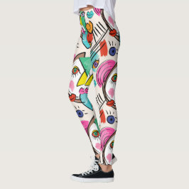 Legging Abstrato moderno Artsy Female Faces