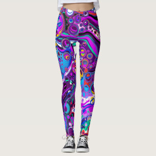 Legging Abstrato Moderno das Bolhas de Cor Azul Roxo