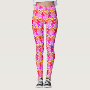 Legging Abstrato Moderno Feminino Gradiente Rosa Raios Fog