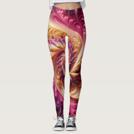 Legging Abstrato Moderno Rodando Rosa, Dourado e Roxo