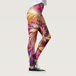 Legging Abstrato Moderno Rodando Rosa, Dourado e Roxo