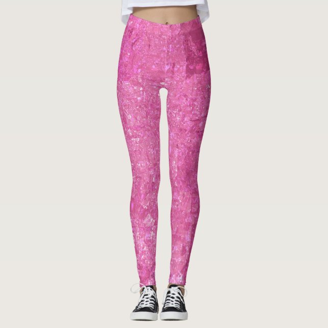 Legging Abstrato Mosaico cor-de-rosa brilhante (Frente)