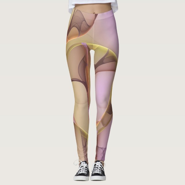 Legging Abstrato motiva arte frontal rosa moderna Ouro ros (Frente)