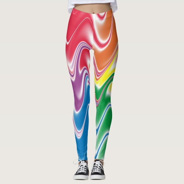 Legging Abstrato Multicolorido Ondulado (Frente)