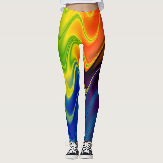 Legging Abstrato Multicolorido Ondulado (Frente)